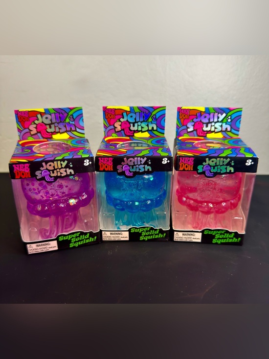 Needoh Other - Needoh 3 PK Jellysquish BUNDLE - Glitter PURPLE + BLUE + PINK